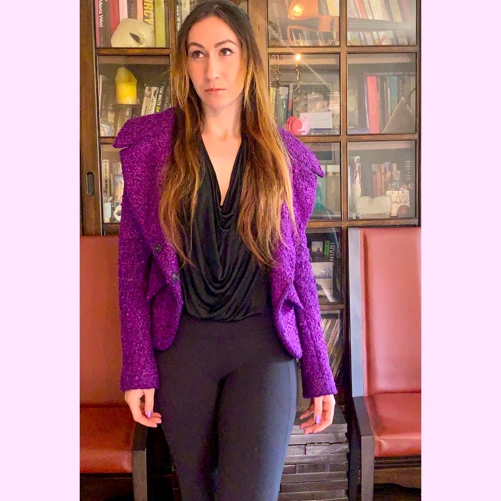 Donna Karen Royal Purple Wool Blazer Jacket